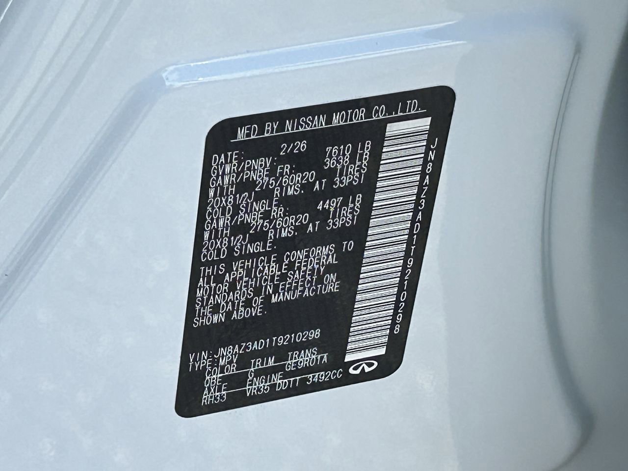 New 2026 INFINITI QX80 Pure image 34