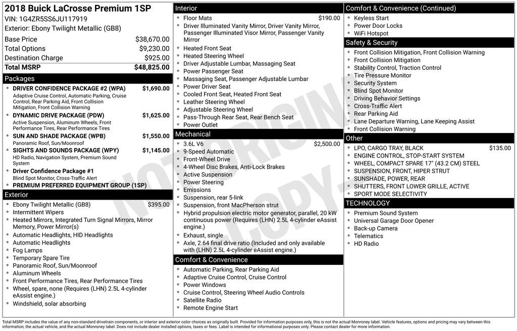 Used 2018 Buick LaCrosse Premium w/ Driver Confidence Package #2 image 2