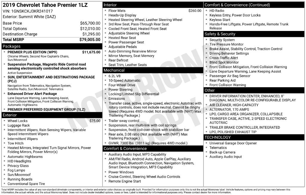 Used 2019 Chevrolet Tahoe Premier w/ Premier Plus Edition AWD/4WD image 5
