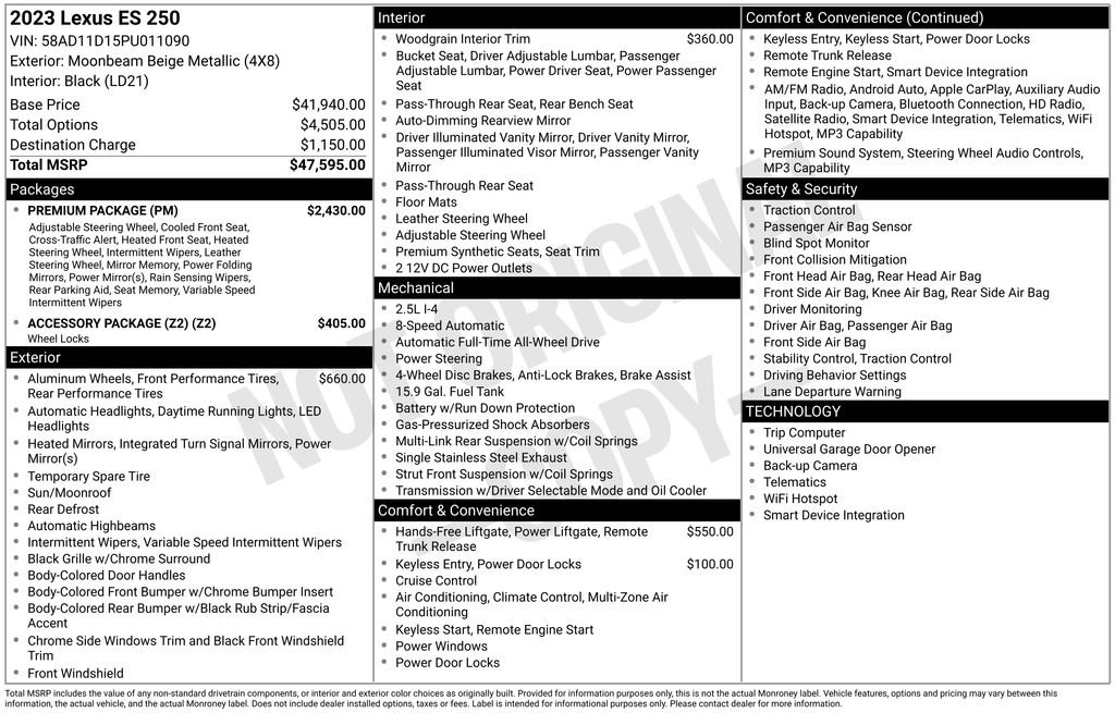 Used 2023 Lexus ES 250 w/ Premium Package image 30