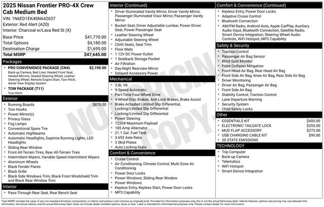 Used 2025 Nissan Frontier PRO-4X w/ Pro Convenience Package AWD/4WD image 14