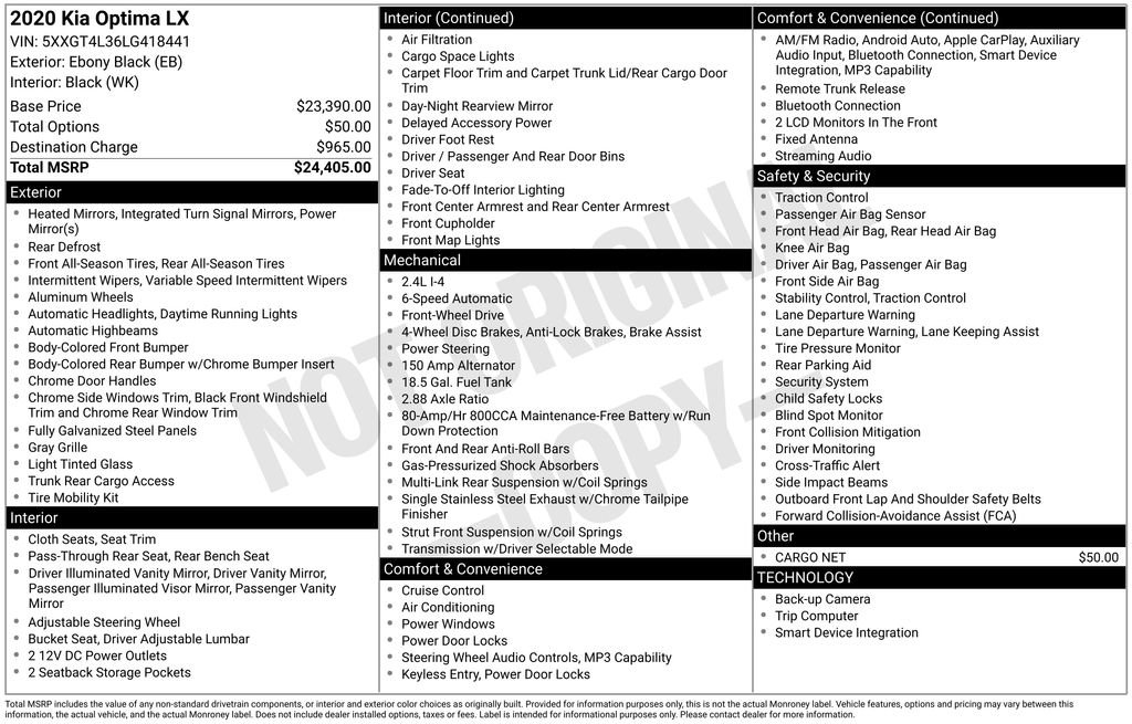 Used 2020 Kia Optima LX image 4