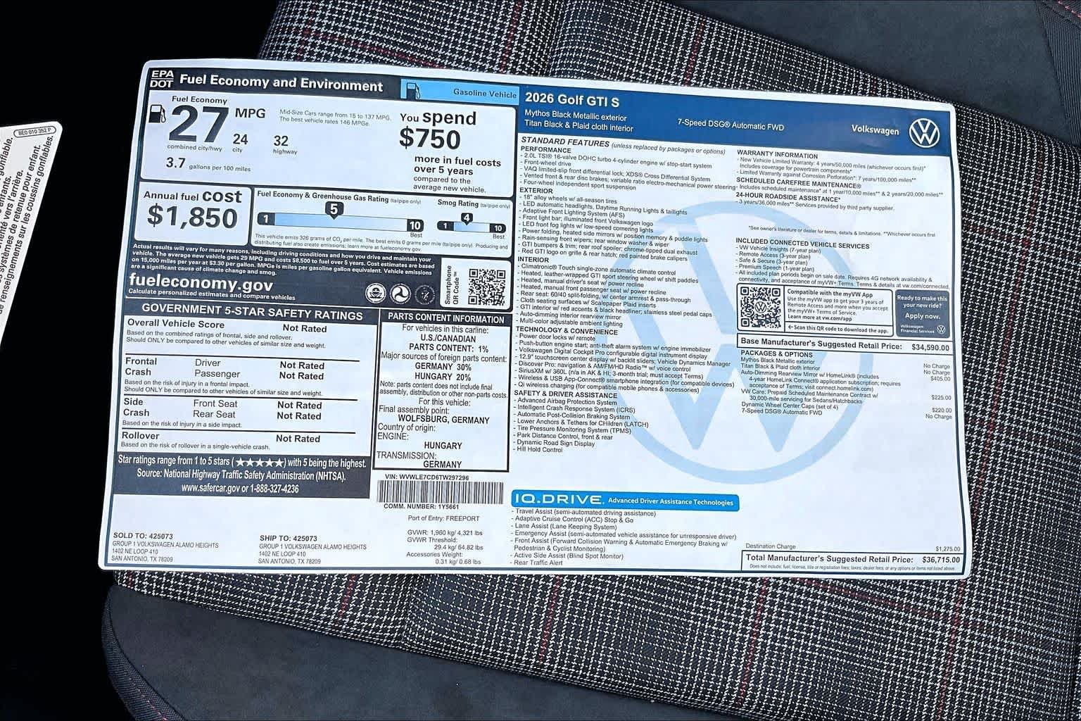 New 2026 Volkswagen GTI S FWD image 22