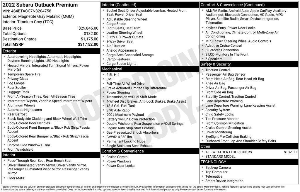 Used 2022 Subaru Outback Premium image 28