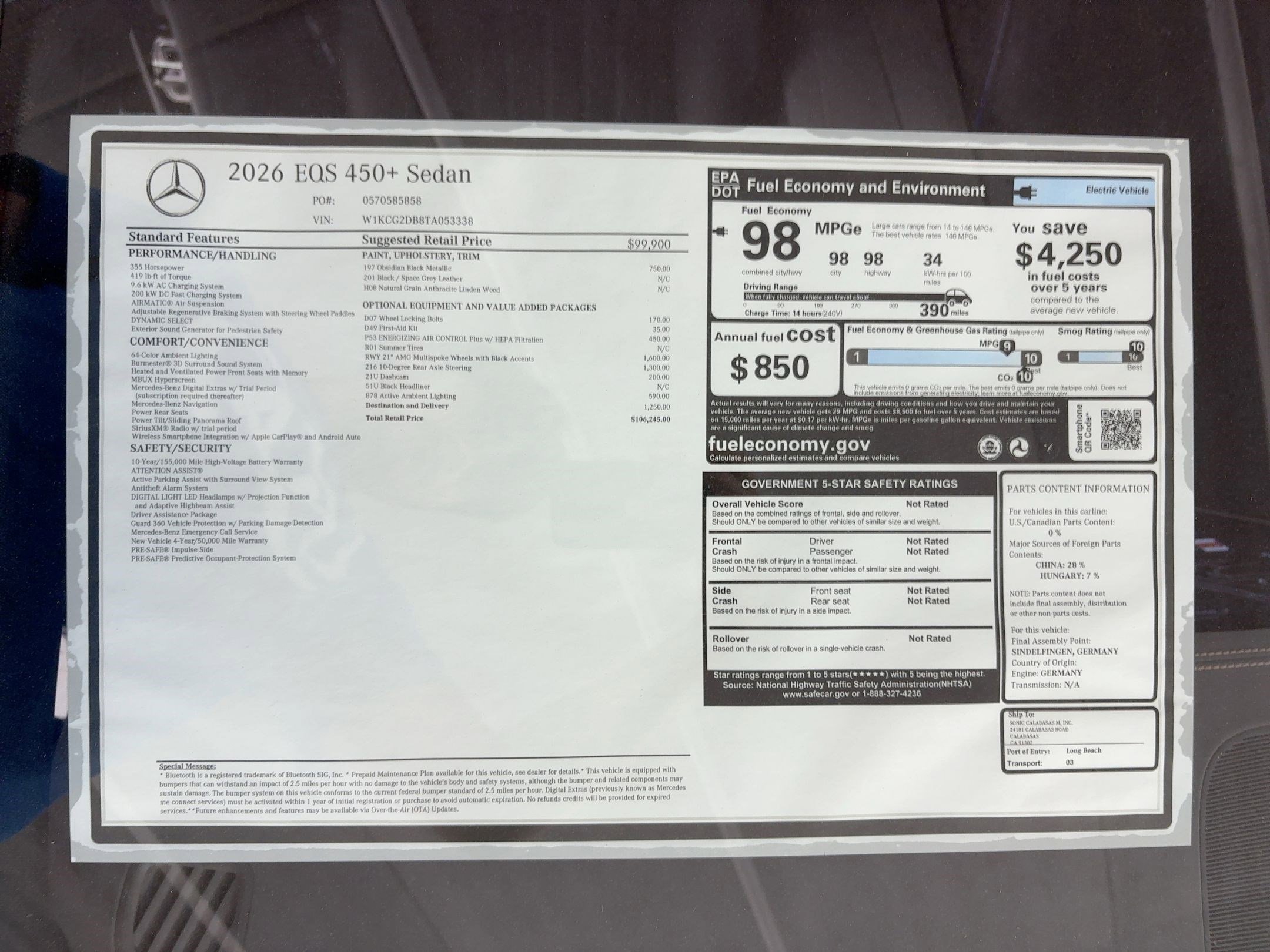 New 2026 Mercedes-Benz EQS 450+ Sedan image 31