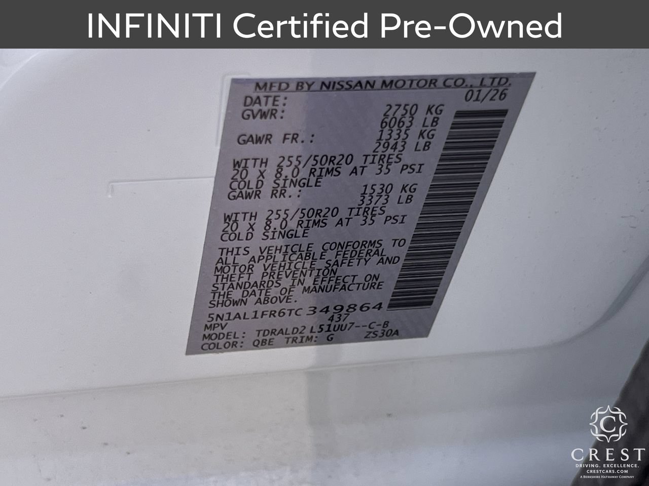 Certified 2026 INFINITI QX60 Luxe w/ Cargo Package FWD image 34