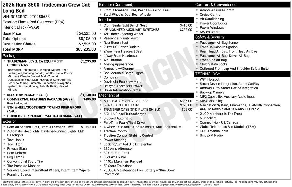 New 2026 RAM 3500 Tradesman AWD/4WD image 26