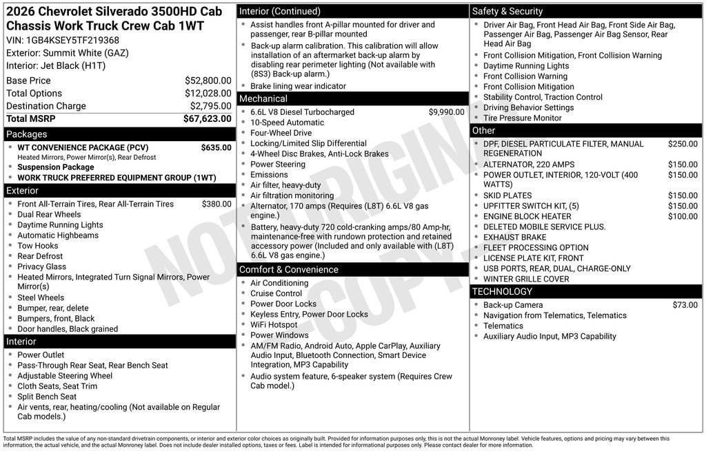 New 2026 Chevrolet Silverado 3500 W/T w/ WT Convenience Package AWD/4WD image 23