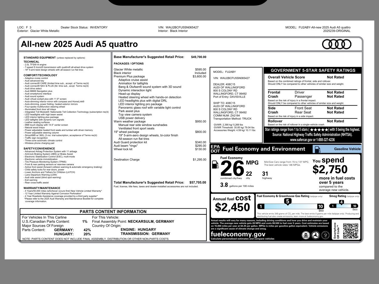New 2025 Audi A5 2.0T Premium Plus image 18