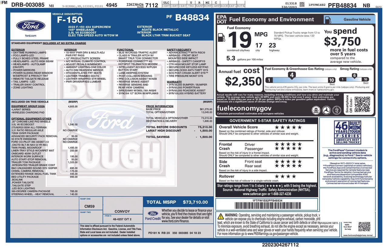 Used 2023 Ford F150 Lariat w/ Equipment Group 502A High AWD/4WD image 27