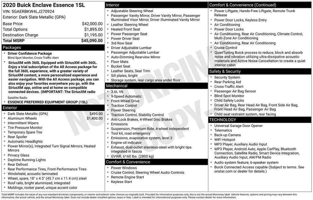 Used 2020 Buick Enclave Essence FWD image 7