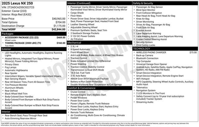 Used 2025 Lexus NX 250 FWD w/ Accessory Package (Z2) image 41