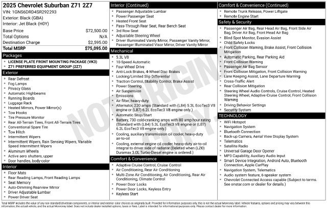 Used 2025 Chevrolet Suburban Z71 AWD/4WD image 51