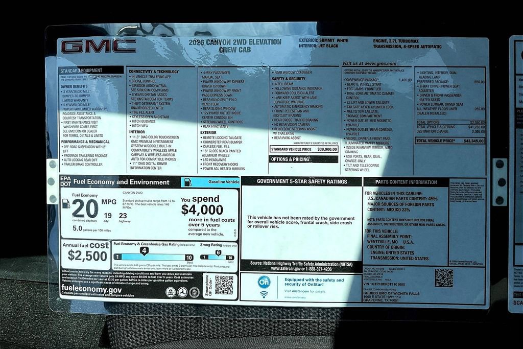 New 2026 GMC Canyon Elevation w/ Convenience Package RWD image 15