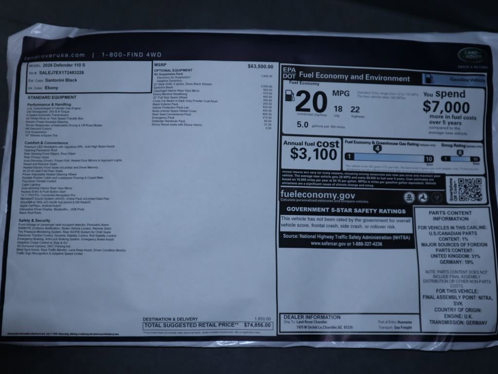 New 2026 Land Rover Defender 110 S image 9