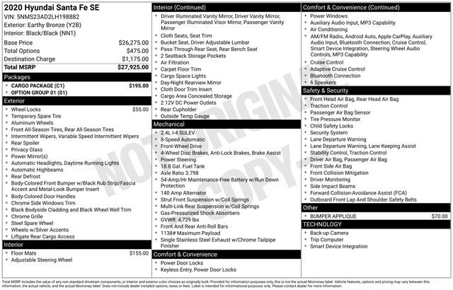 Used 2020 Hyundai Santa Fe SE w/ Cargo Package FWD image 30