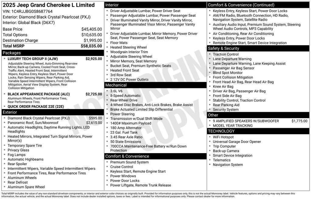 Used 2025 Jeep Grand Cherokee L Limited w/ Luxury Tech Group II RWD image 6