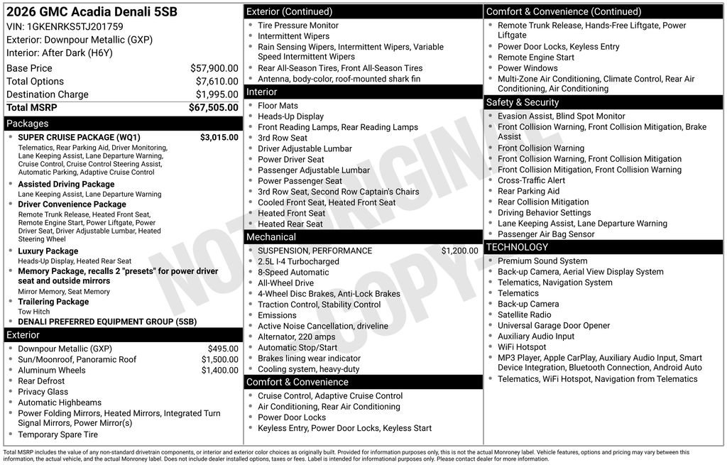 Used 2026 GMC Acadia Denali w/ Super Cruise Package AWD/4WD image 37