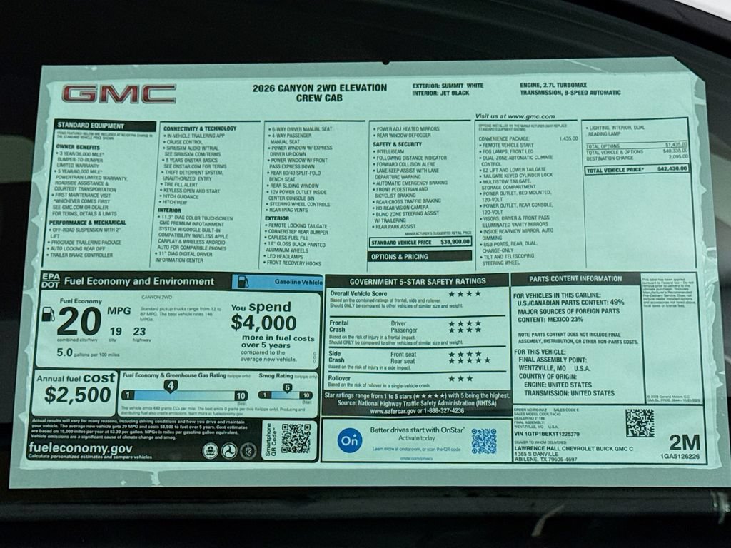 New 2026 GMC Canyon Elevation w/ Convenience Package RWD image 20