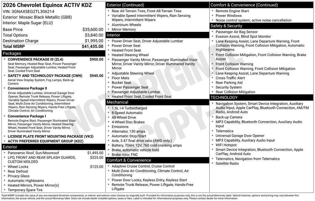 Used 2026 Chevrolet Equinox ACTIV w/ Convenience Package III image 40