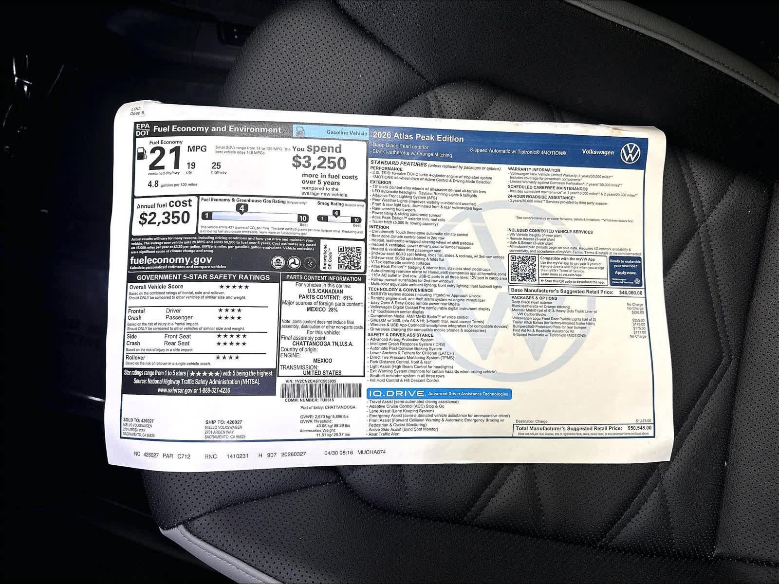 New 2026 Volkswagen Atlas Peak Edition AWD/4WD image 14