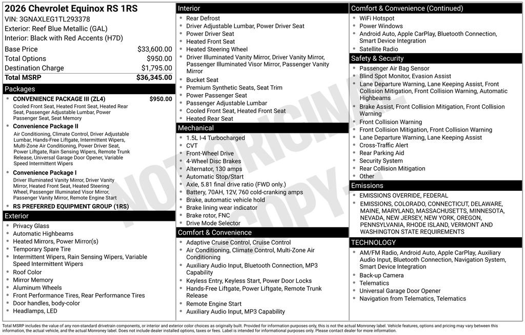 New 2026 Chevrolet Equinox RS w/ Convenience Package III image 27