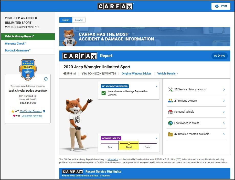 Used 2020 Jeep Wrangler Unlimited Sport image 12