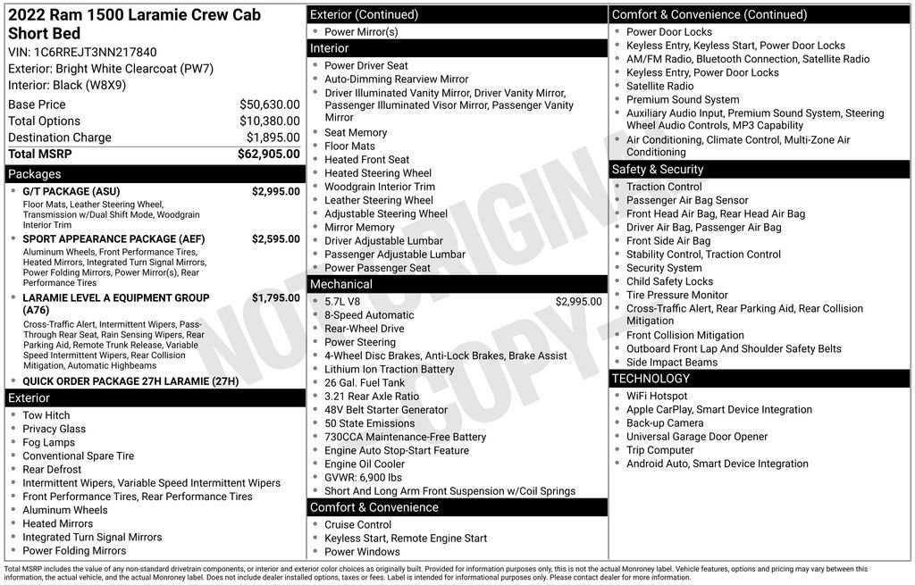 Used 2022 RAM 1500 Laramie w/ G/T Package RWD image 15