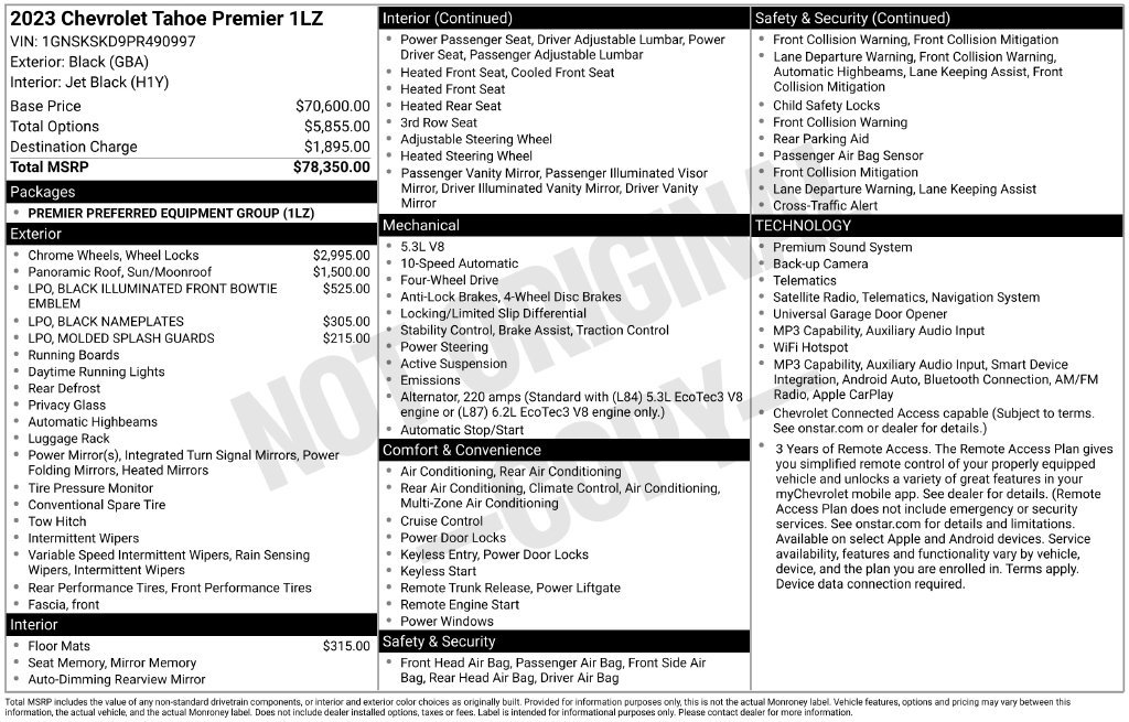Used 2023 Chevrolet Tahoe Premier AWD/4WD image 36