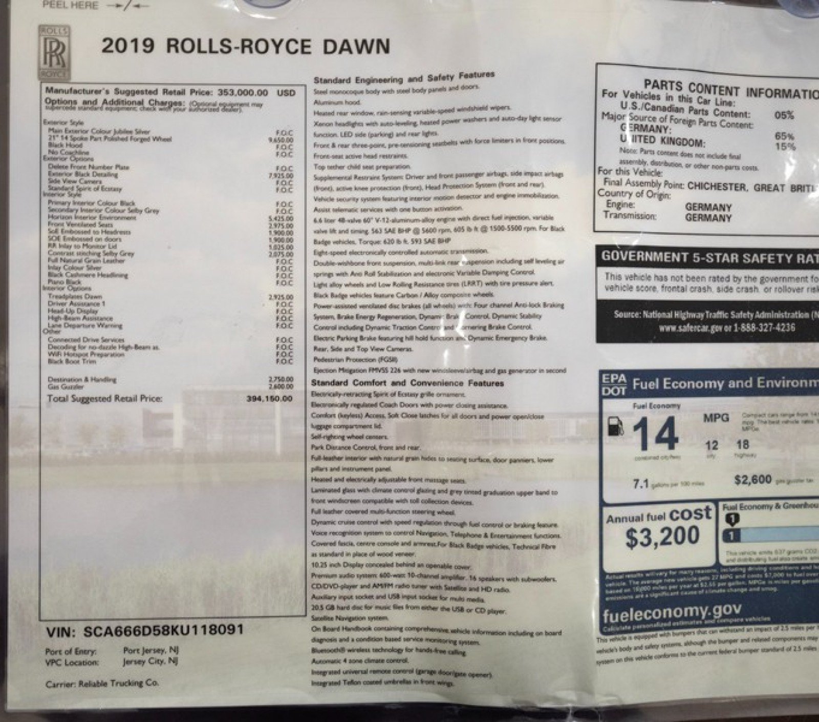 Used 2019 Rolls-Royce Dawn RWD image 69