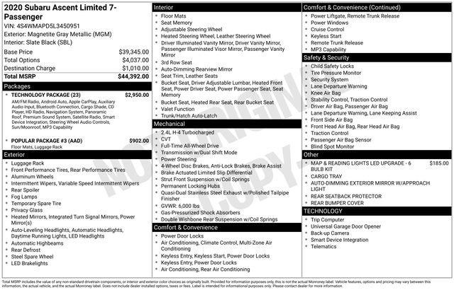 Used 2020 Subaru Ascent Limited w/ Technology Package image 47