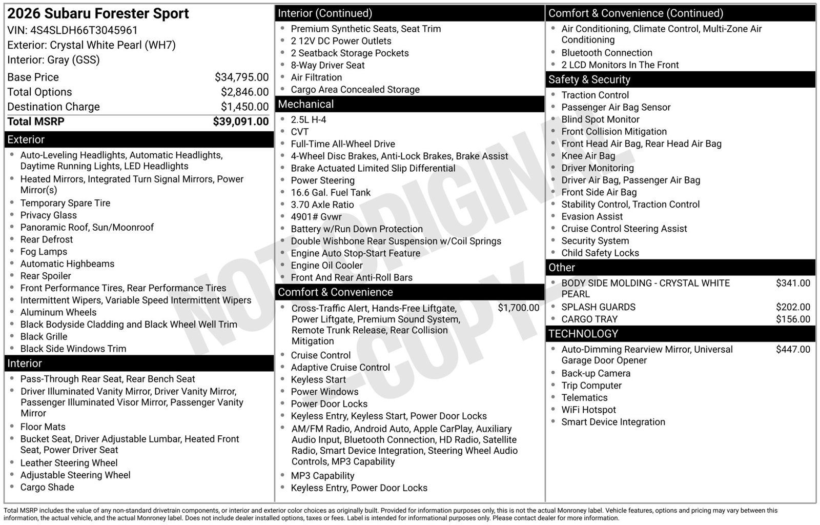 Certified 2026 Subaru Forester Sport AWD/4WD image 3