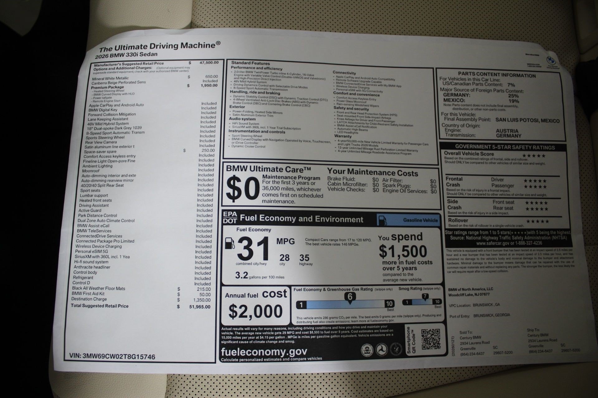 New 2026 BMW 330i Sedan w/ Premium Package RWD image 20