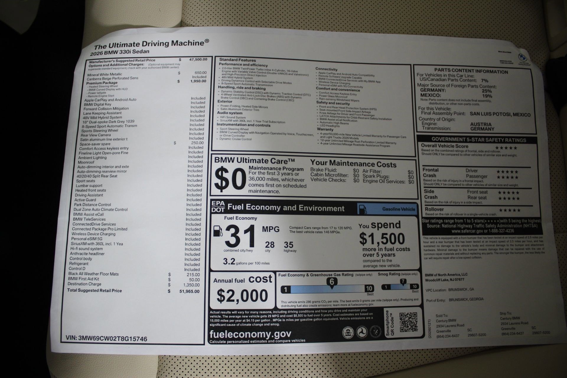 New 2026 BMW 330i Sedan w/ Premium Package RWD image 20