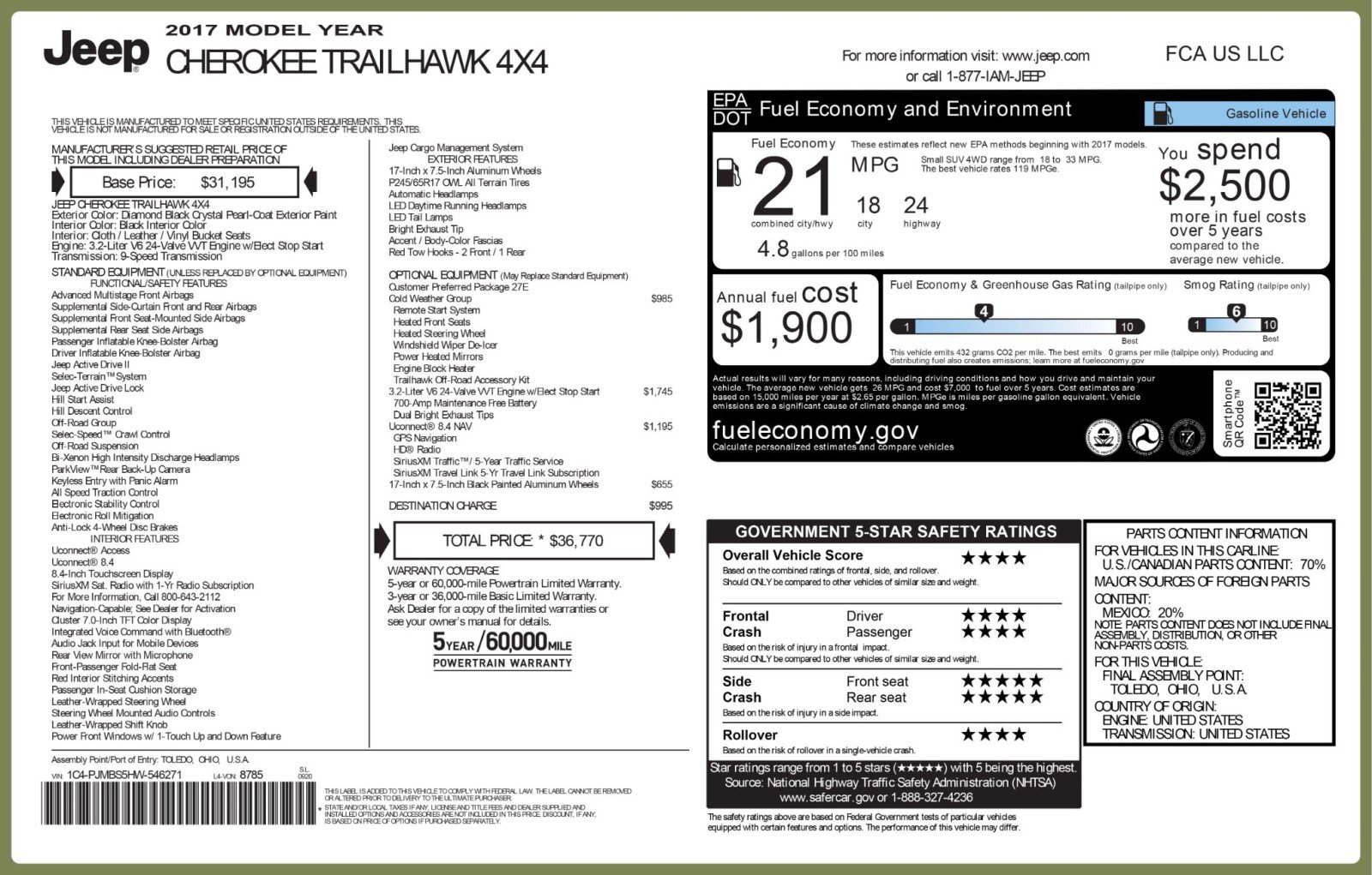 Used 2017 Jeep Cherokee Trailhawk w/ Cold Weather Group image 51