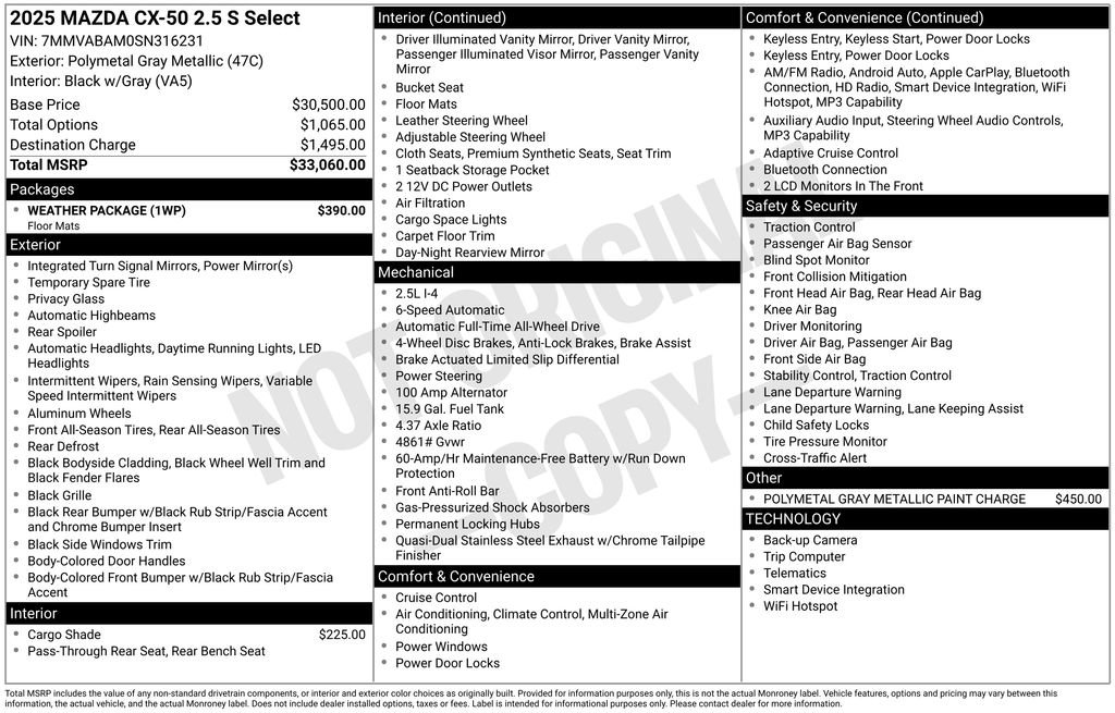 Certified 2025 MAZDA CX-50 AWD 2.5 S w/ Weather Package image 2