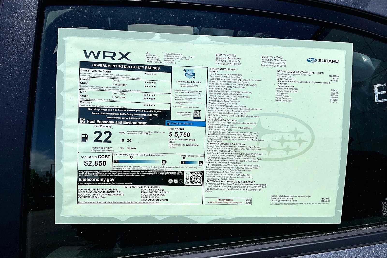 New 2026 Subaru WRX Premium AWD/4WD image 19