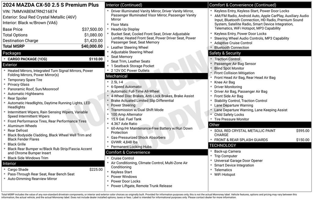 Certified 2024 MAZDA CX-50 AWD 2.5 S w/ Cargo Package image 10