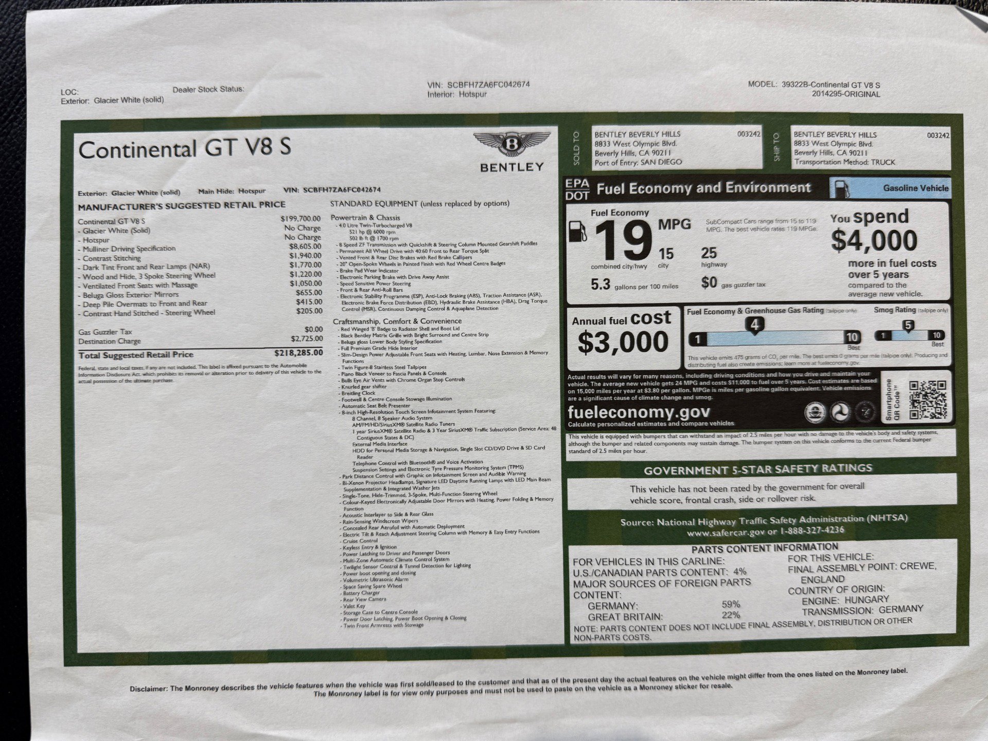 Used 2015 Bentley Continental GT V8 S image 2