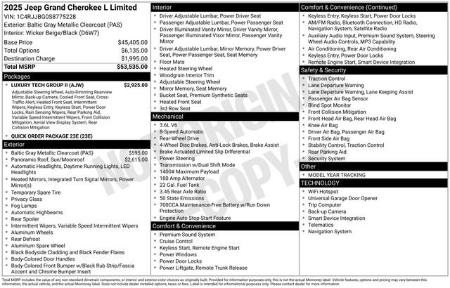 New 2025 Jeep Grand Cherokee L Limited w/ Luxury Tech Group II RWD image 5