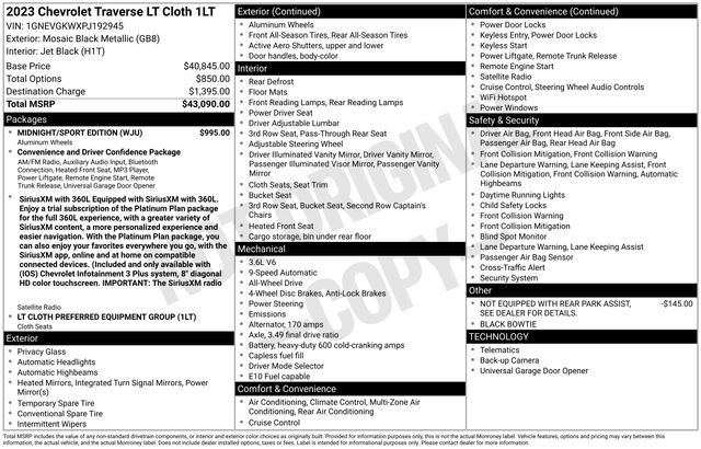 Used 2023 Chevrolet Traverse LT w/ Midnight/Sport Edition image 5