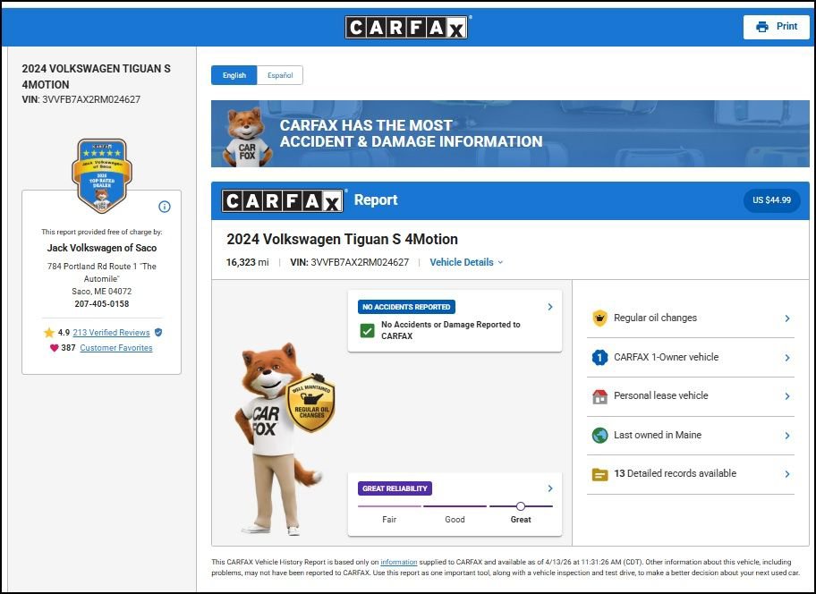 Used 2024 Volkswagen Tiguan S image 10