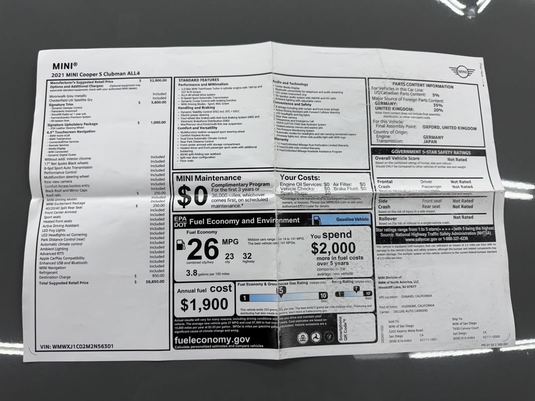 Used 2021 MINI Cooper Clubman S w/ Signature Upholstery Package AWD/4WD image 37