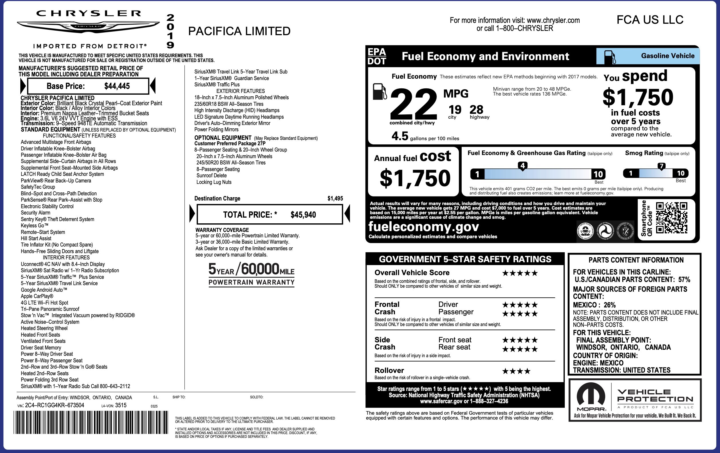 Used 2019 Chrysler Pacifica Limited image 4