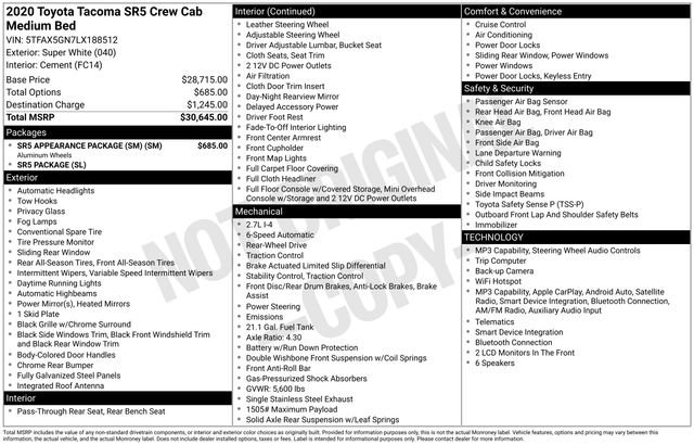 Used 2020 Toyota Tacoma SR5 w/ SR5 Appearance Package (SM) RWD image 15
