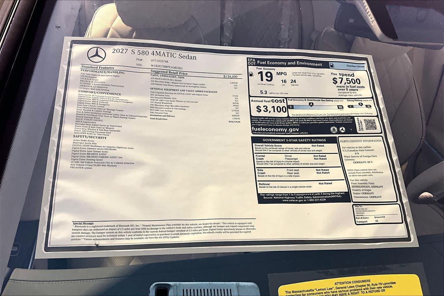 New 2027 Mercedes-Benz S 580 4MATIC Sedan image 18