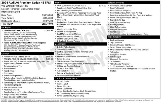 Certified 2024 Audi A6 2.0T Premium w/ Convenience Package AWD/4WD image 43