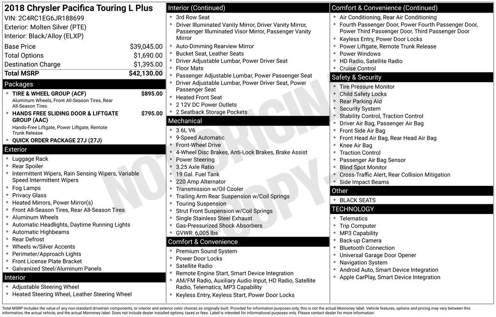 Used 2018 Chrysler Pacifica Touring-L Plus w/ Tire & Wheel Group FWD image 12