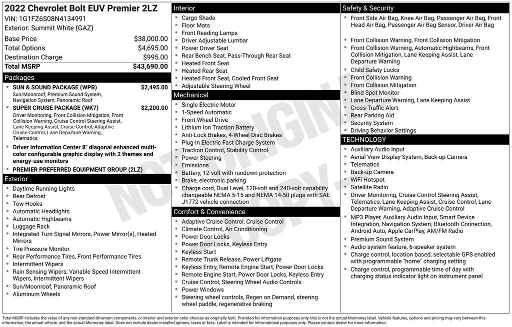 Used 2022 Chevrolet Bolt EUV Premier w/ Sun & Sound Package FWD image 15