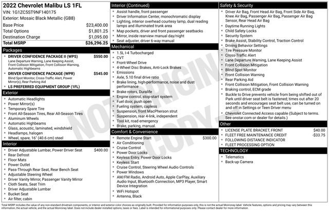 Used 2022 Chevrolet Malibu LS w/ Driver Confidence Package II image 6